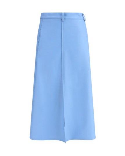 Crida Milano Light Blue Wool Midi Skirt