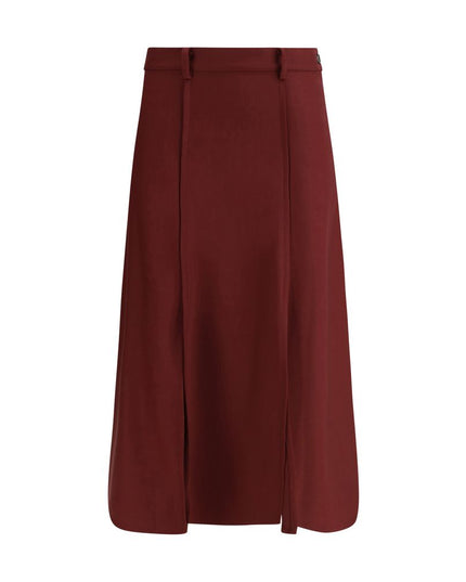 Crida Milano Bordeaux Wool Midi Skirt
