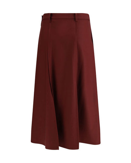 Crida Milano Bordeaux Wool Midi Skirt