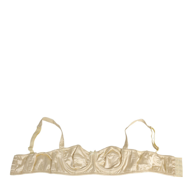 Dolce & Gabbana Cream Satin Blend Balconette Bra Underwear