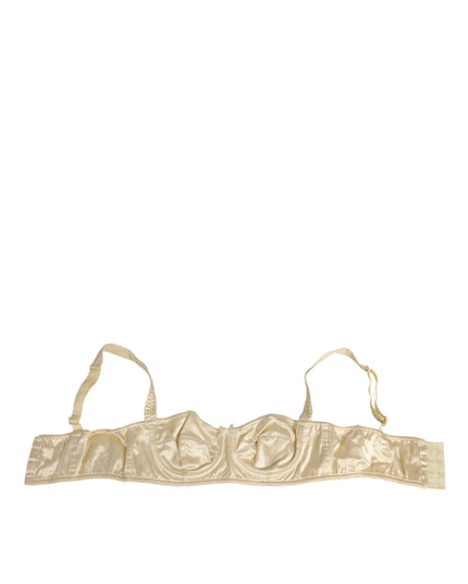 Dolce & Gabbana Cream Satin Blend Balconette Bra Underwear
