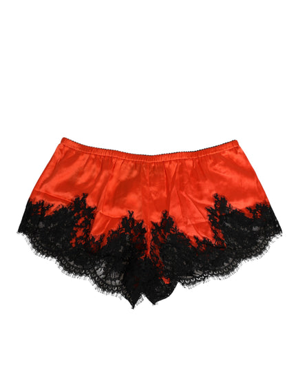 Dolce & Gabbana Red Silk Satin Lace Shorts Underwear