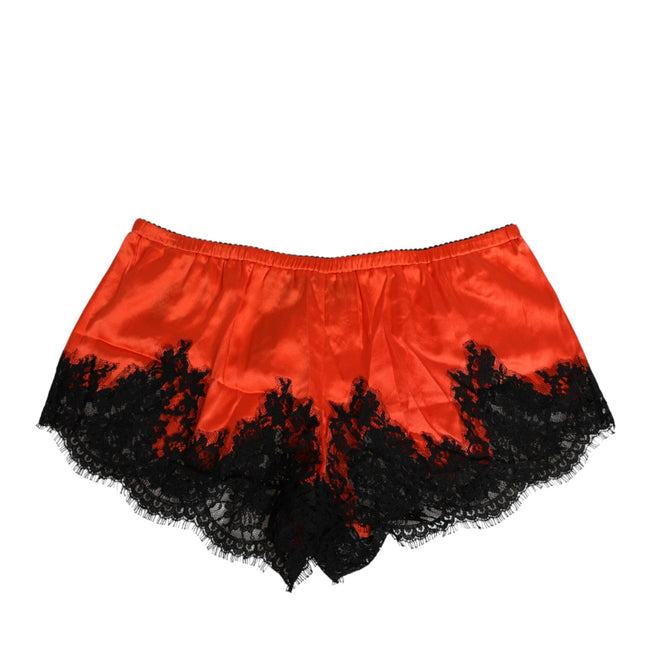Dolce & Gabbana Red Silk Satin Lace Shorts Underwear