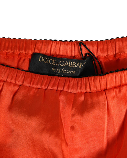 Dolce & Gabbana Red Silk Satin Lace Shorts Underwear