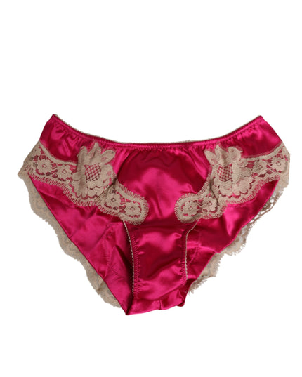 Dolce & Gabbana Pink Silk Satin Lace Trim New Slip Underwear