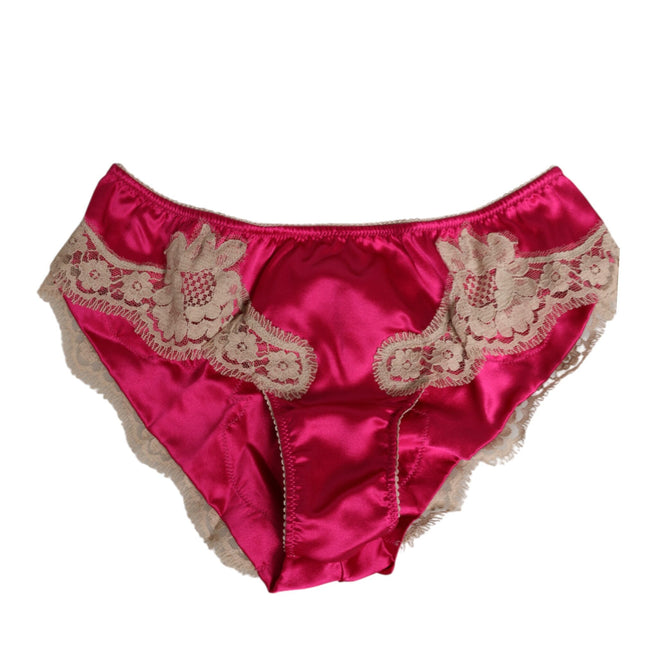 Dolce & Gabbana Pink Silk Satin Lace Trim New Slip Underwear