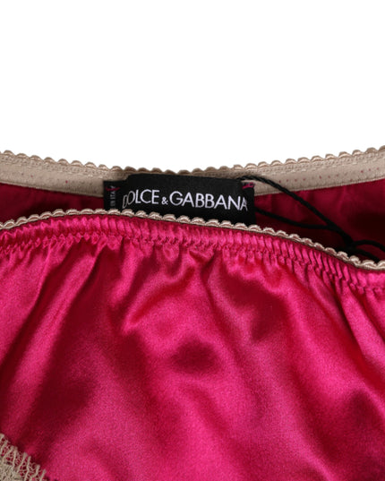 Dolce & Gabbana Pink Silk Satin Lace Trim New Slip Underwear