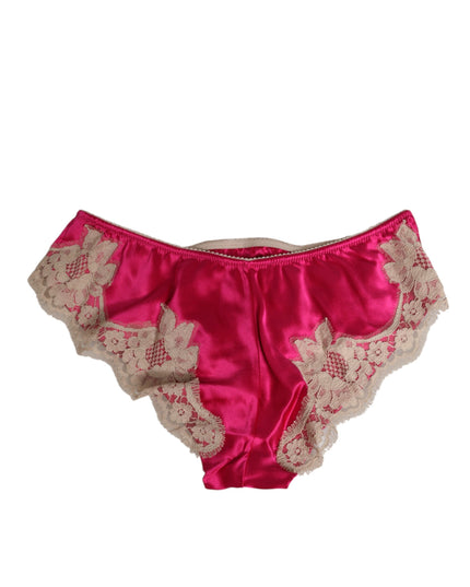 Dolce & Gabbana Pink Silk Satin Lace Trim New Slip Underwear