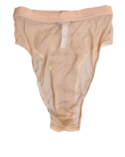 Dolce & Gabbana Beige Sheer Mesh High Waist Panty Underwear
