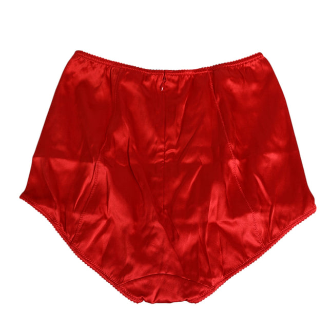 Dolce & Gabbana Red Silk Satin High-Waist Briefs Women Underwear