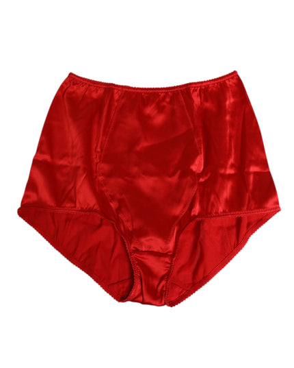 Dolce & Gabbana Red Silk Satin High-Waist Briefs Women Underwear