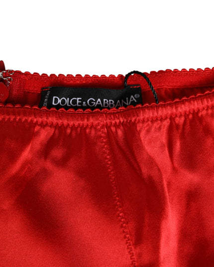 Dolce & Gabbana Red Silk Satin High-Waist Briefs Women Underwear
