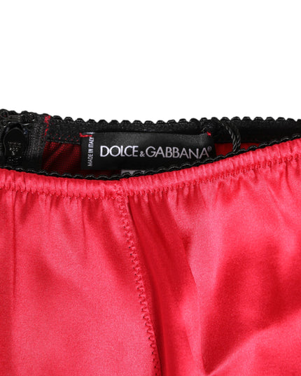 Dolce & Gabbana Red Silk Satin High-Waist Briefs Underwear