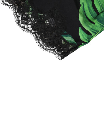 Dolce & Gabbana Black Green Tropical Print Lace Underwear