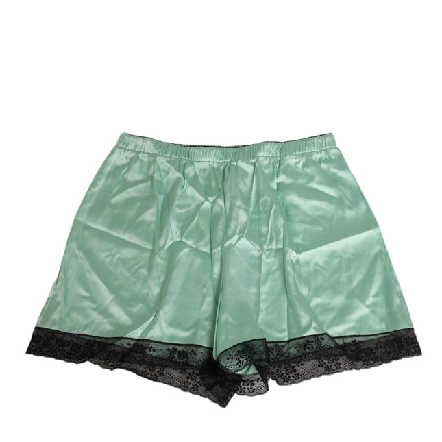 Dolce & Gabbana Water Green Satin Black Lace Trim Underwear