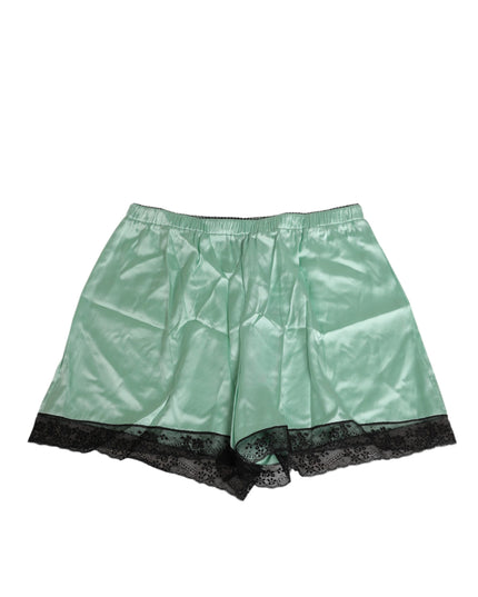 Dolce & Gabbana Water Green Satin Black Lace Trim Underwear
