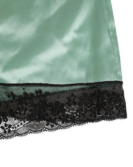 Dolce & Gabbana Water Green Satin Black Lace Trim Underwear