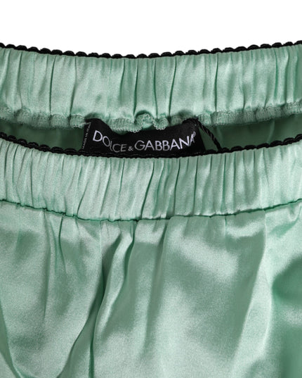Dolce & Gabbana Water Green Satin Black Lace Trim Underwear