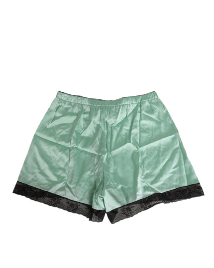 Dolce & Gabbana Water Green Satin Black Lace Trim Underwear
