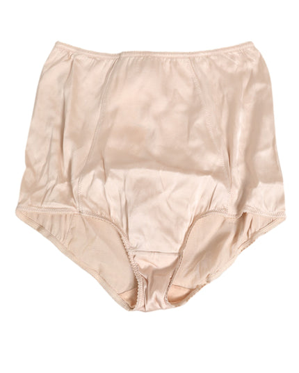 Dolce & Gabbana Beige Rosato Silk Satin High Waist Underwear