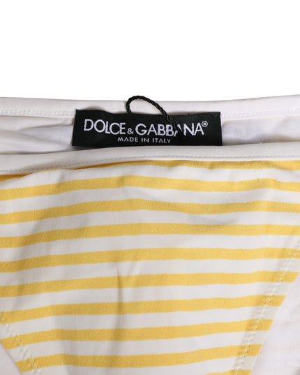Dolce & Gabbana White Yellow Stripe Tie Side Logo Underwear