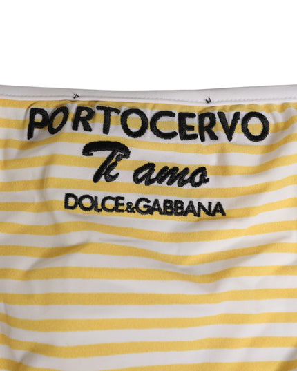 Dolce & Gabbana White Yellow Stripe Tie Side Logo Underwear