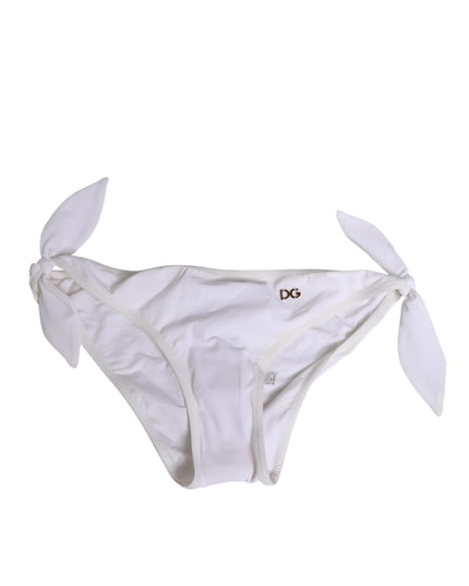 Dolce & Gabbana White Side Tie Logo Bikini Bottom Underwear