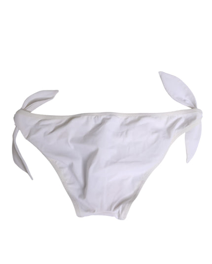 Dolce & Gabbana White Side Tie Logo Bikini Bottom Underwear