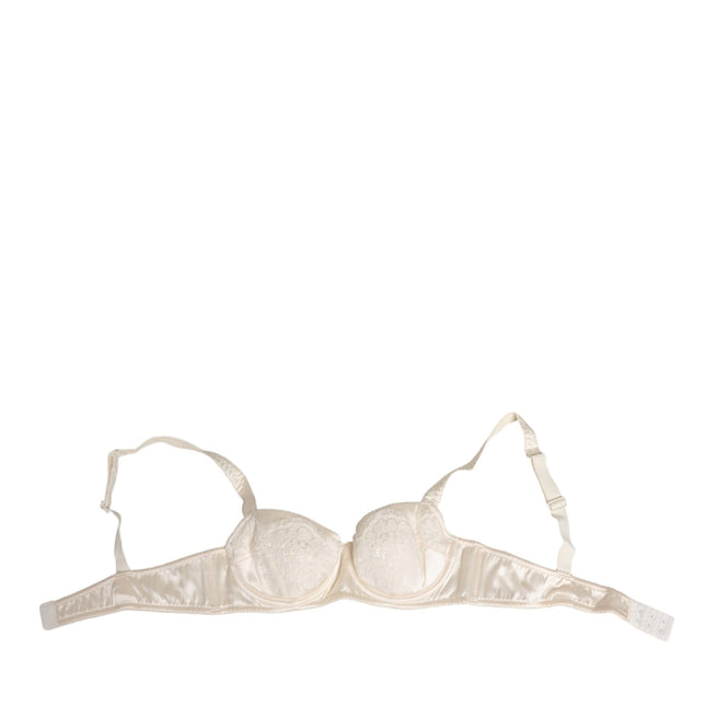 Dolce & Gabbana White Satin Lace Balconnet Lingerie Underwear