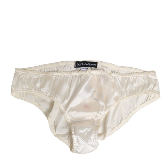 Dolce & Gabbana White Silk Satin Lingerie Panty  Underwear