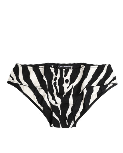 Dolce & Gabbana Black White Zebra Print Slip Briefs Underwear