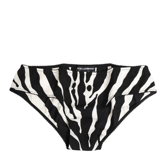 Dolce & Gabbana Black White Zebra Print Slip Briefs Underwear