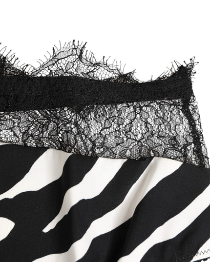 Dolce & Gabbana Black White Zebra Print Lace Trim High Underwear