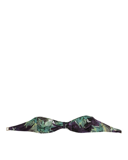 Dolce & Gabbana Purple Green Leaf Print Bandeau Swimwear Underwear
