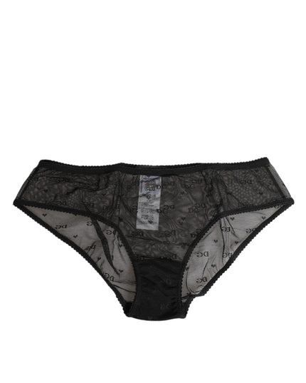 Dolce & Gabbana Black Sheer Mesh Lace Polka Dot Logo Underwear