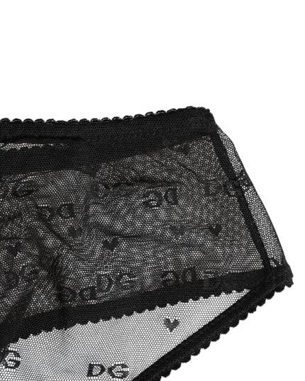 Dolce & Gabbana Black Sheer Mesh Lace Polka Dot Logo Underwear