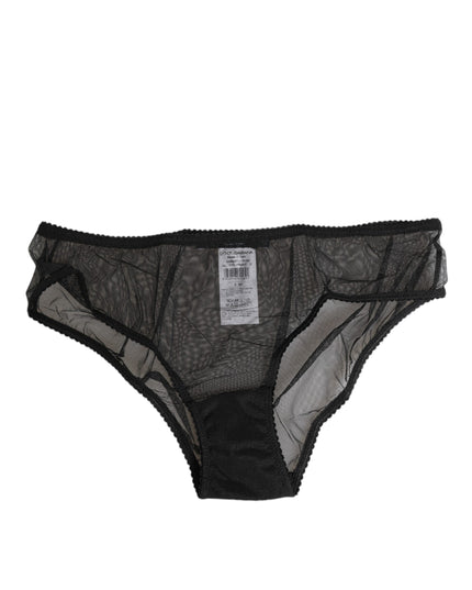 Dolce & Gabbana Black Sheer Mesh Lace Bikini Briefs Underwear