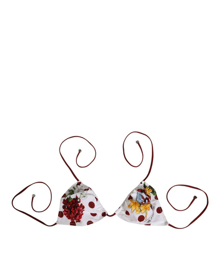 Dolce & Gabbana White Red Polka Dot Floral Print Triangle