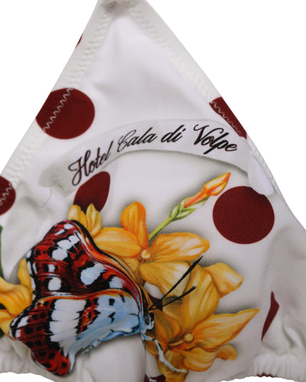Dolce & Gabbana White Red Polka Dot Floral Print Triangle