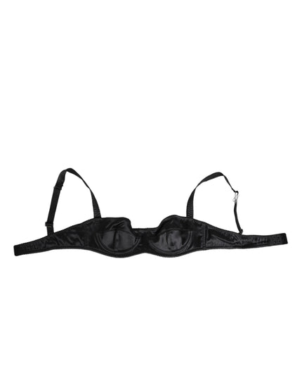 Dolce & Gabbana Black Satin Underwire Bra Lingerie IT2 Underwear