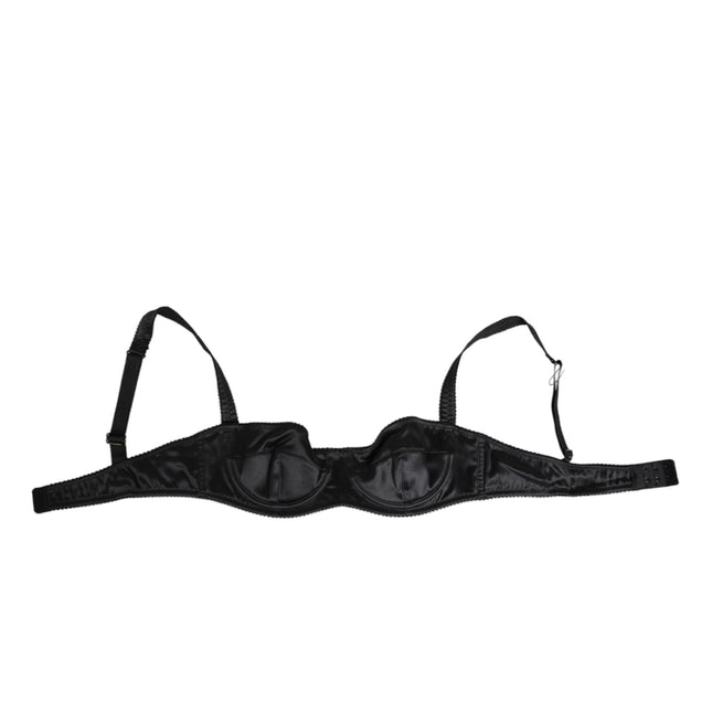 Dolce & Gabbana Black Satin Underwire Bra Lingerie IT2 Underwear