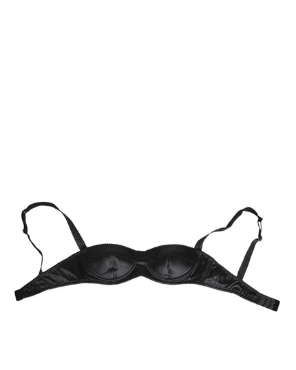 Dolce & Gabbana Black Silk Satin Wireless Lingerie Bra Underwear