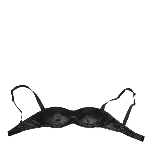 Dolce & Gabbana Black Silk Satin Wireless Lingerie Bra Underwear