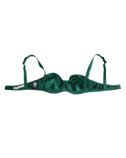 Dolce & Gabbana Green Satin Semi-Padded Underwire Musk Underwear
