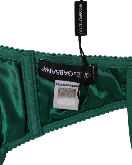 Dolce & Gabbana Green Satin Semi-Padded Underwire Musk Underwear