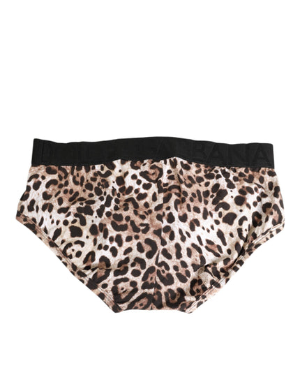Dolce & Gabbana Leopard Print Black Waistband Cotton Underwear