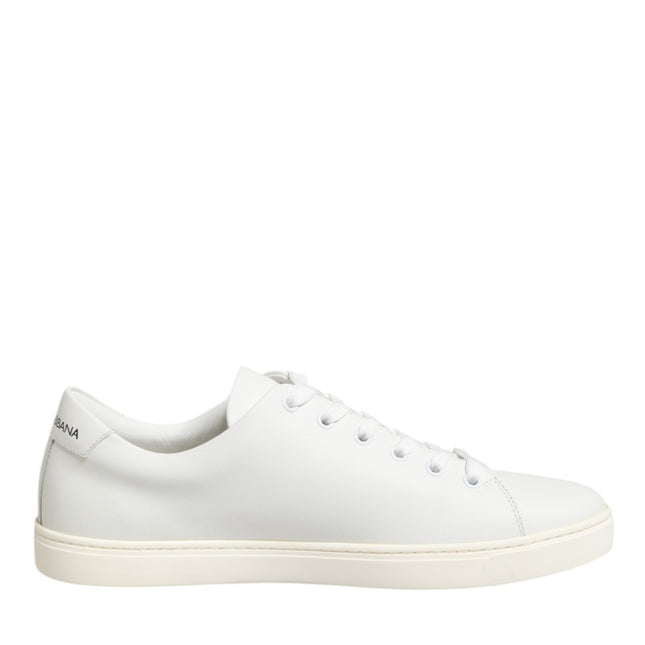 Dolce & Gabbana White Leather Sacre Heart Patch Sneakers  Shoes