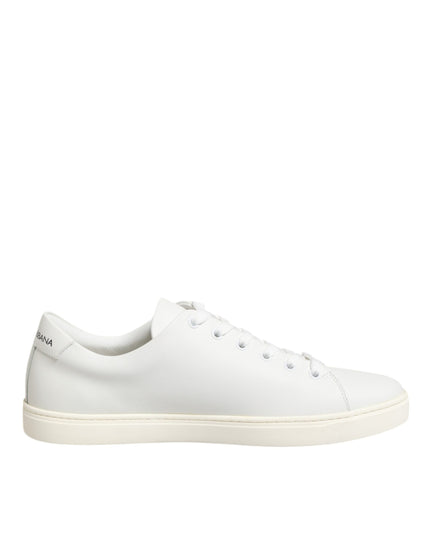 Dolce & Gabbana White Leather Sacre Heart Patch Sneakers  Shoes