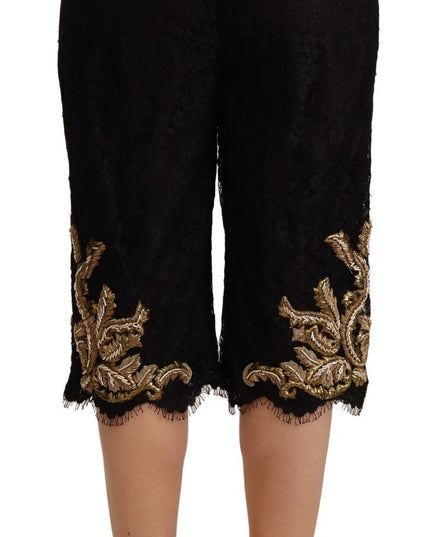 Dolce & Gabbana Black Lace Gold Baroque SPECIAL PIECE Shorts