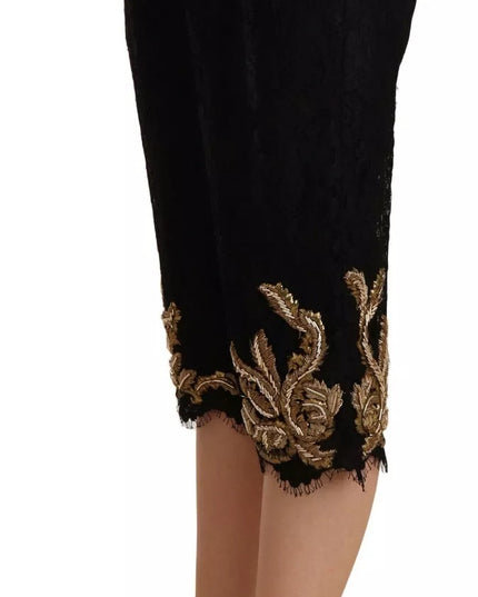 Dolce & Gabbana Black Lace Gold Baroque SPECIAL PIECE Shorts